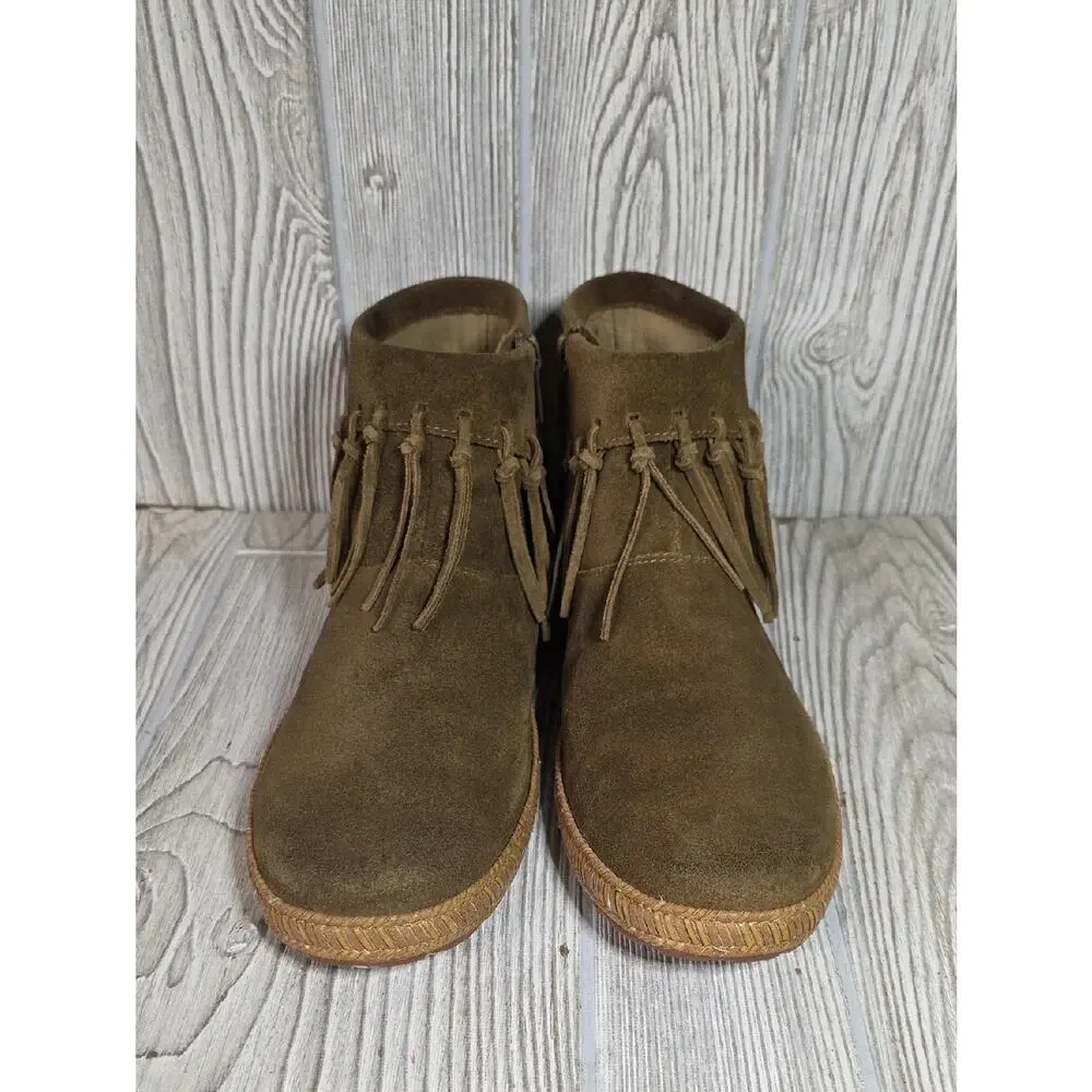 UGG Shenandoah Fringe Brown Suede Ankle Boots Womens Size 8.5